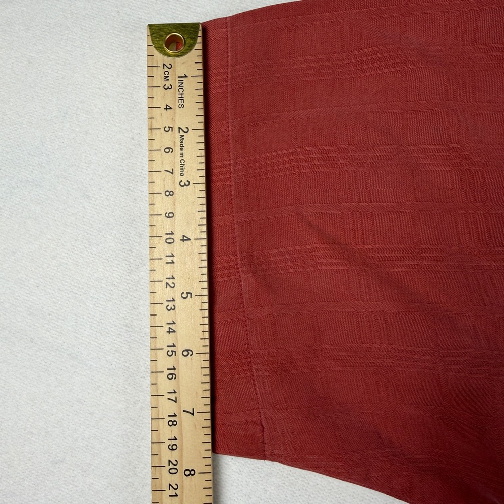 Baracuta Mens Silk Short Sleeve Button Up Shirt Size M Rust Red Textured Camp - Picture 5 of 9